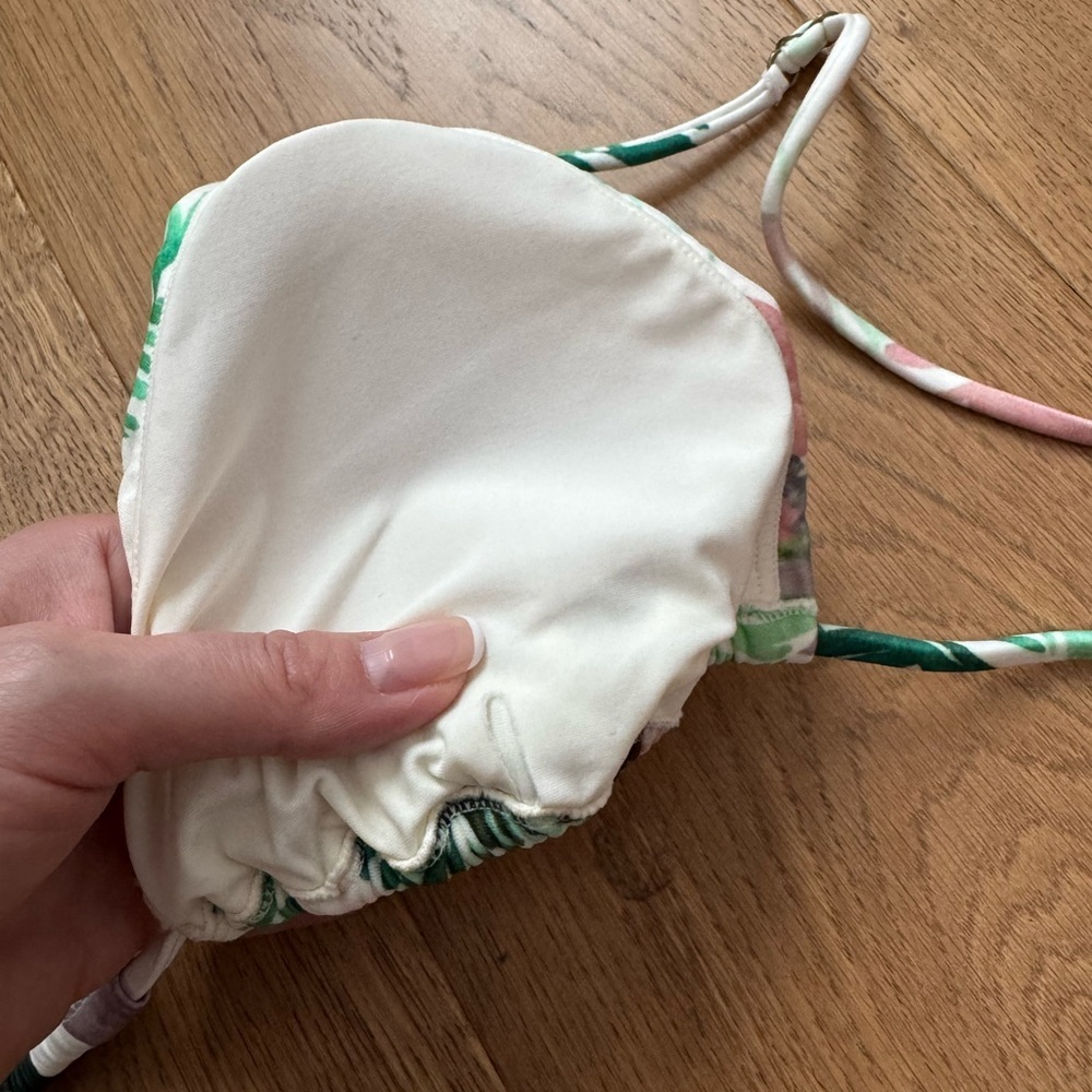 Lenny Niemeyer Marau Triangle Bikini Top - Size M - NWT - Cream/Pink/Green - Picture 7 of 8